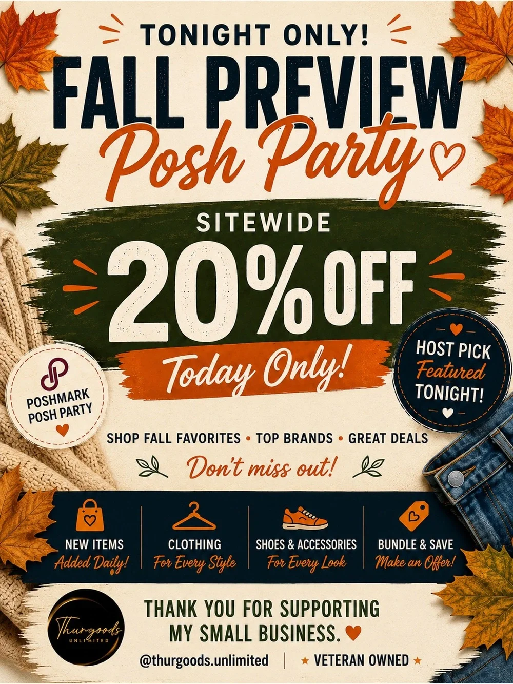Posh Party Fall Preview - 20% Off Sitewide (Orange & Green)
